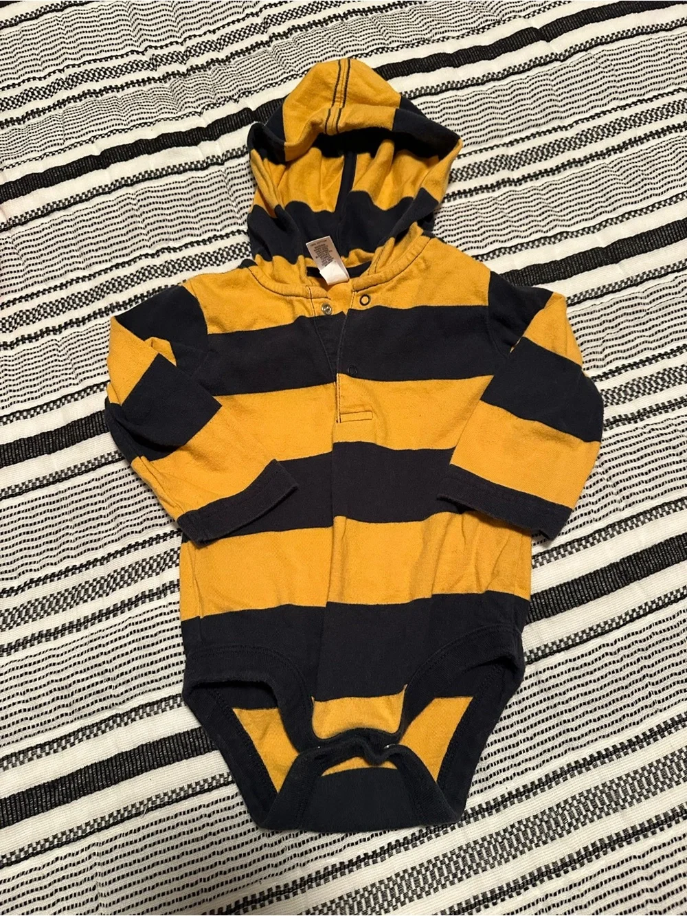 GAP Onesie Bundle (Orange & Navy Logo/Yellow & Navy Hoodie)-Size 6-12M